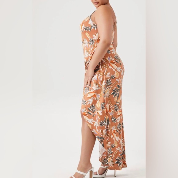 🧡 FOREVER 21 plus size formal dress in tropical orange print - Picture 4 of 5
